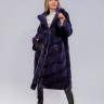 Пальто женское из меха норки импорт "Паркет" англ. ворот цвет синий дл.110