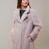 Пальто женское из меха норки в роспуск англ. ворот цвет пудра дл.90