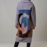 Пальто из шерсти мериноса англ. ворот с принтом на спине цвет голубой