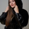 Куртка из шерсти мериноса комбинированная балонью с капюшоном цвет черный