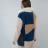 Пальто из шерсти мериноса цвет мол/беж/синий