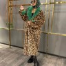 Пальто из искусственного меха цвет леопард/зеленый