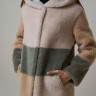 Пальто из шерсти мериноса с капюшоном цвет оливковый/беж/мол