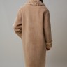 Пальто из шерсти мериноса англ. ворот отделка мерлушка цвет бежевый