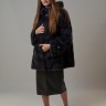 Пальто женское из меха норки "Рубашка" с капюшоном цвет уголь дл. 80