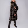 Пальто женское из меха норки "Москвичка" с капюшоном цвет черный дл.110