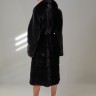Пальто женское из меха норки импорт "Паркет" англ. ворот цвет черный дл.115