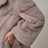 Пальто женское из меха норки импорт "Поперечка" англ. ворот цвет пудра дл. 100
