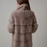 Пальто женское из меха норки импорт "Поперечка" англ. ворот цвет пудра дл. 100
