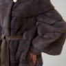 Пальто женское из меха норки "Двойной рукав" с капюшоном цвет лаванда дл. 100
