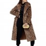 Пальто из искусственного меха англ. ворот цвет леопард