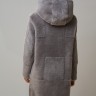 Пальто женское из шерсти мериноса с капюшоном цвет серый