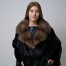 Пальто женское из меха норки импорт "Прямая комб." англ. ворот отделка куница  цвет черный дл.105