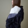 Пальто женское из меха норки "Поперечка" с капюшоном цвет графит дл. 90