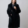 Пальто женское из меха норки импорт "Прямая" англ. ворот цвет чернильный дл.100