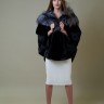 Пальто женское из меха норки "Летучая мышь" с капюшоном отделка чернобурка дл.80