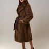 Пальто женское из меха норки англ. ворот отделка соболь цвет пастель дл. 110